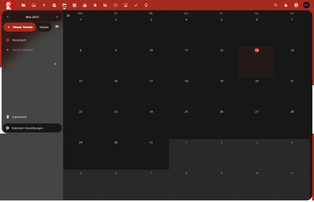 Ansicht der KalenderApp in der Nextcloud