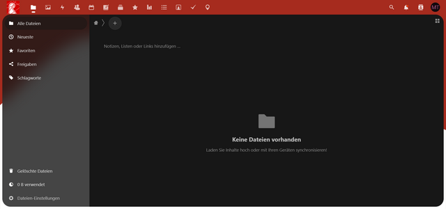Startseite der Nextcloud