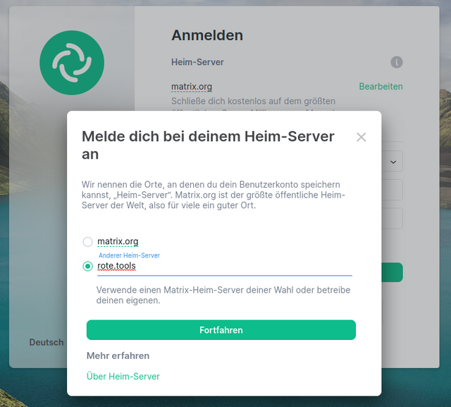 matrix-change-home-server